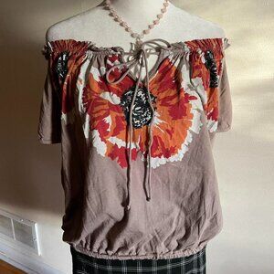 2000s Off Shoulder Floral Peasant Top